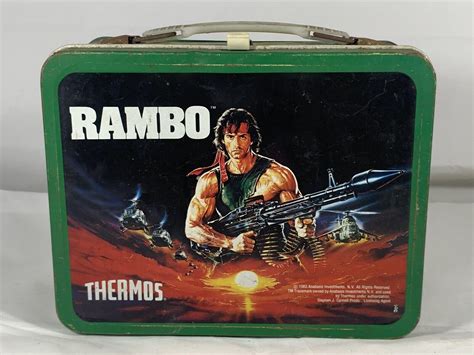 rambo metal lunch box with thermos|thermos rectangular lunch box.